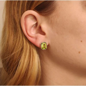 Brincos Ouro 18K, Peridotos E Diamantes