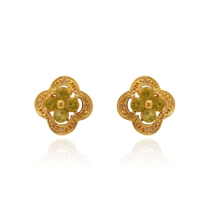 Brincos Ouro 18K, Peridotos E Diamantes