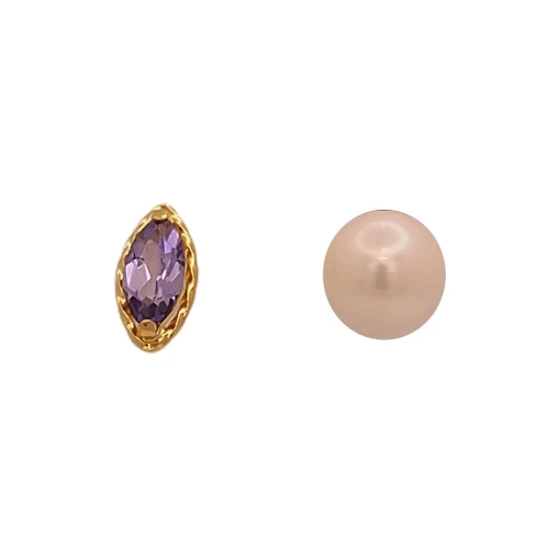 Brincos Ouro 18K, Pérolas e Tanzanitas