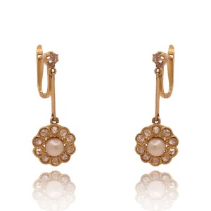 Brincos Ouro 18K, Pérolas E Diamantes Brincos Ouro 18K, Pérolas E Diamantes