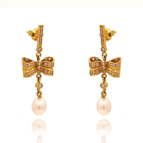 Brincos Ouro 18K, Pérolas E Diamantes