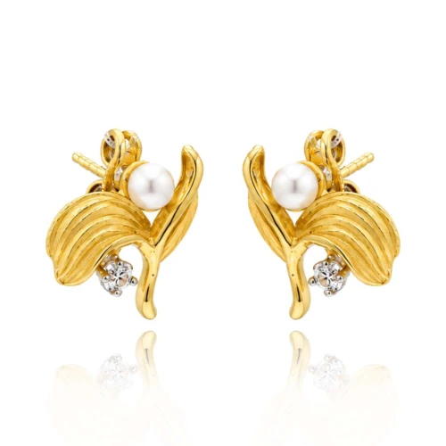 Brincos Ouro 18K, Pérolas E Diamantes