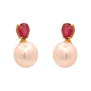 Brincos Ouro 18K, Pérolas E Rubis