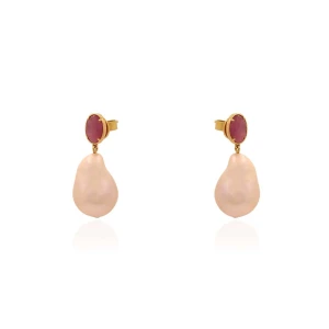 Brincos Ouro 18K, Pérolas E Rubis
