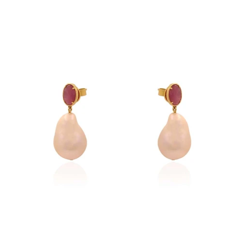 Brincos Ouro 18K, Pérolas E Rubis