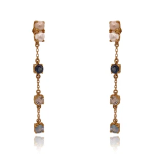 Brincos Ouro 18K, Pérolas E Topázios