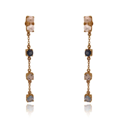 Brincos Ouro 18K, Pérolas E Topázios