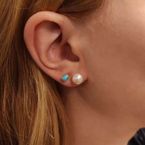 Brincos Ouro 18K, Pérolas E Turquesas