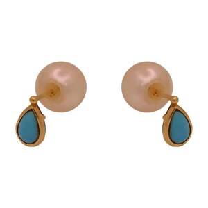 Brincos Ouro 18K, Pérolas E Turquesas