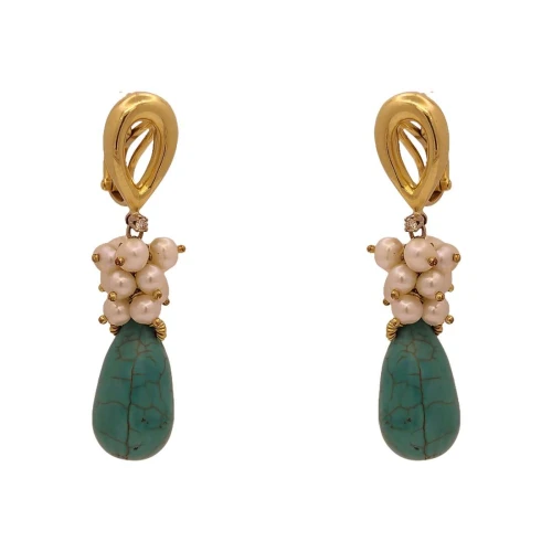 Brincos Ouro 18K, Pérolas, Turquesas E Diamantes