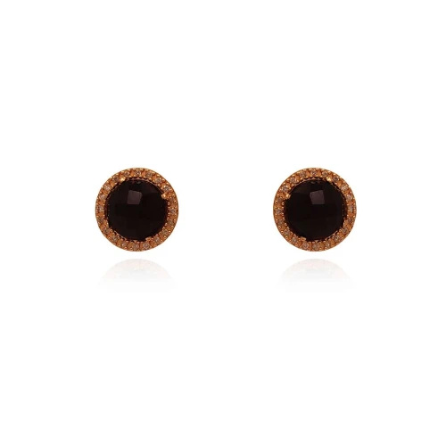 Brincos Ouro 18K, Quartzos Negros e Diamantes