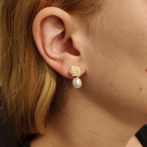 Brincos Ouro 18K, Resina E Pérolas Brincos Ouro 18K, Resina E Pérolas