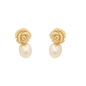 Brincos Ouro 18K, Resina e Pérolas