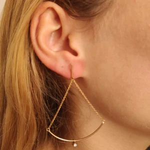 Brincos Ouro 18K Rose E Diamantes
