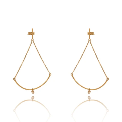 Brincos Ouro 18K Rose E Diamantes