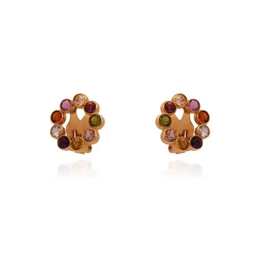 Brincos Ouro 18K Rose E Pedras Brasileiras