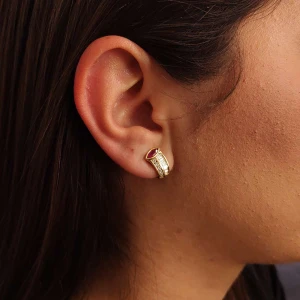 Brincos Ouro 18K, Rubis E Diamantes