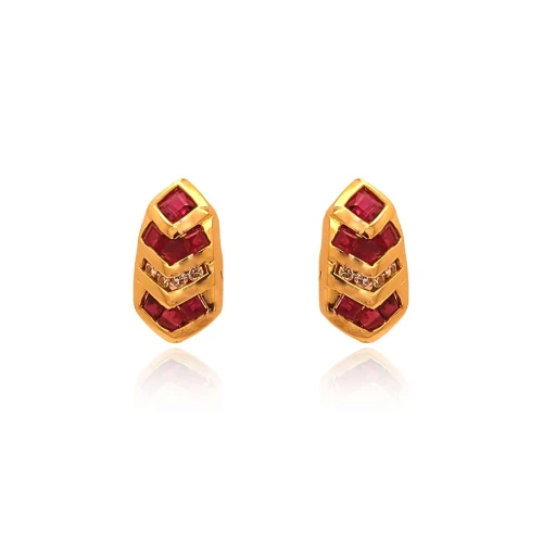 Brincos Ouro 18K, Rubis E Diamantes