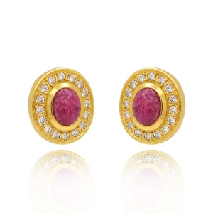 Brincos Ouro 18K, Rubis E Diamantes
