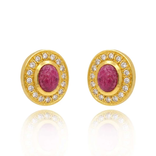 Brincos Ouro 18K, Rubis E Diamantes