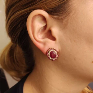 Brincos Ouro 18K, Rubis E Diamantes