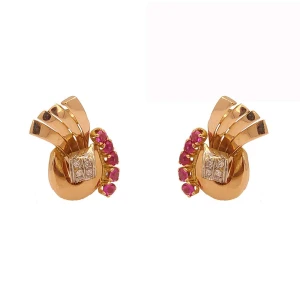 Brincos Ouro 18K, Rubis E Diamantes
