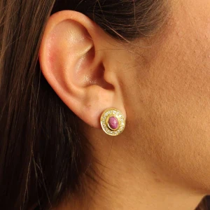 Brincos Ouro 18K, Rubis E Diamantes