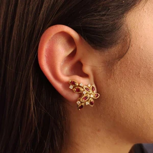 Brincos Ouro 18K, Rubis E Diamantes