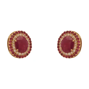 Brincos Ouro 18K, Rubis E Diamantes
