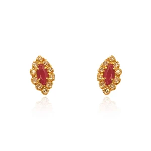 Brincos Ouro 18K, Rubis E Diamantes