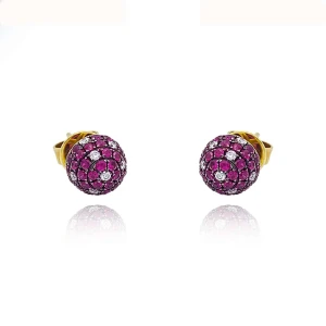 Brincos Ouro 18K, Rubis E Diamantes