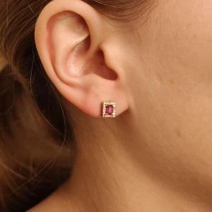 Brincos Ouro 18K, Rubis E Diamantes