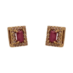 Brincos Ouro 18K, Rubis E Diamantes