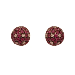 Brincos Ouro 18K, Rubis E Diamantes