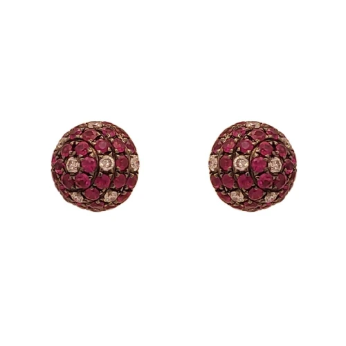 Brincos Ouro 18K, Rubis E Diamantes