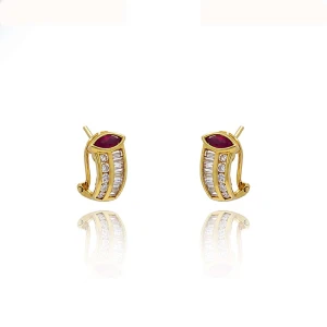 Brincos Ouro 18K, Rubis E Diamantes