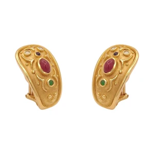 Brincos Ouro 18K, Rubis, Safiras, Esmerldas E Diamantes
