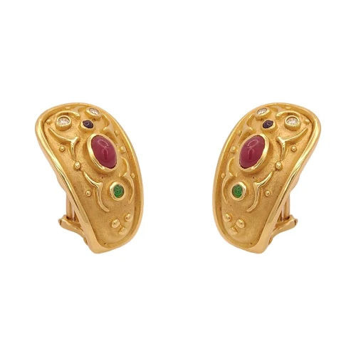 Brincos Ouro 18K, Rubis, Safiras, Esmerldas E Diamantes