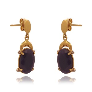 Brincos Ouro 18K, Safiras E Diamantes