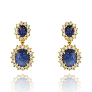 Brincos Ouro 18K, Safiras E Diamantes