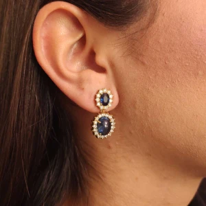 Brincos Ouro 18K, Safiras E Diamantes