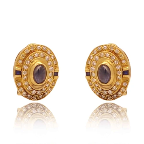 Brincos Ouro 18K, Safiras E Diamantes