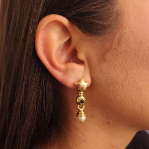 Brincos Ouro 18K, Safiras E Pérolas