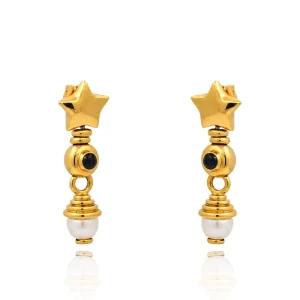 Brincos Ouro 18K, Safiras E Pérolas