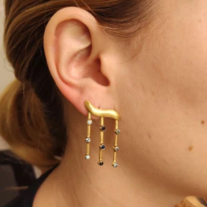 Brincos Ouro 18K, Safiras E Topázios Brincos Ouro 18K, Safiras E Topázios