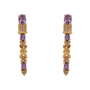 Brincos Ouro 18K, Tanzanitas E Diamantes