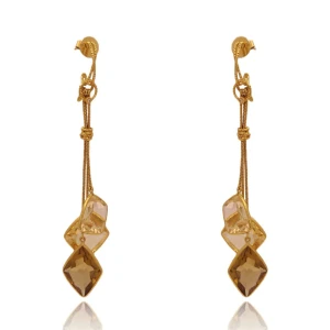 Brincos Ouro 18K, Topázios, Citrinos E Diamantes