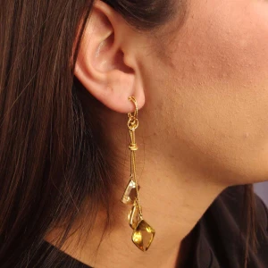 Brincos Ouro 18K, Topázios, Citrinos E Diamantes
