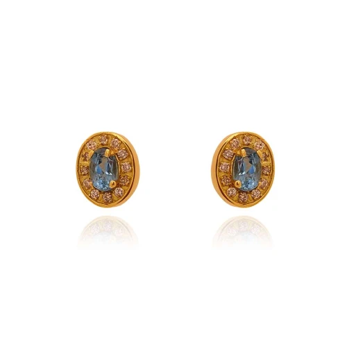 Brincos Ouro 18K, Topázios E Diamantes