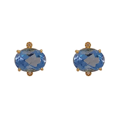 Brincos Ouro 18K, Topázios E Safiras